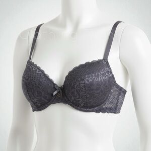 NWT Mamia Lace Demi Strapless Bra 32B Gray | Underwire Convertible Straps
